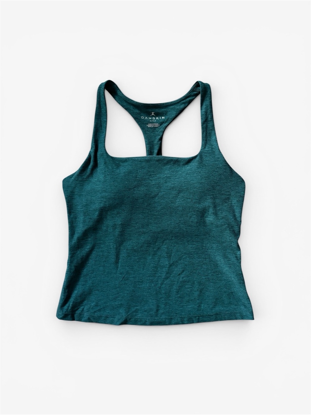 Danskin Heathered Forest Green Square Neck Racerback Workout Tank Womens Small